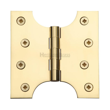 This is an image of a Heritage Brass - Parliament Hinge Brass 4" x 2" x 4" Polished Brass Finish, hg99-385-pb that is available to order from Trade Door Handles in Kendal.