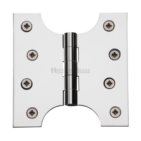 This is an image of a Heritage Brass - Parliament Hinge Brass 4" x 2" x 4" Polished Chrome Finish, hg99-385-pc that is available to order from Trade Door Handles in Kendal.