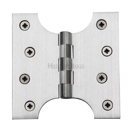 This is an image of a Heritage Brass - Parliament Hinge Brass 4" x 2" x 4" Satin Chrome Finish, hg99-385-sc that is available to order from Trade Door Handles in Kendal.