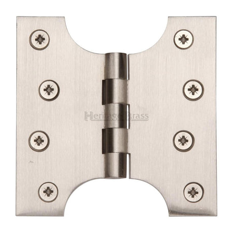 This is an image of a Heritage Brass - Parliament Hinge Brass 4" x 2" x 4" Satin Nickel Finish, hg99-385-sn that is available to order from Trade Door Handles in Kendal.