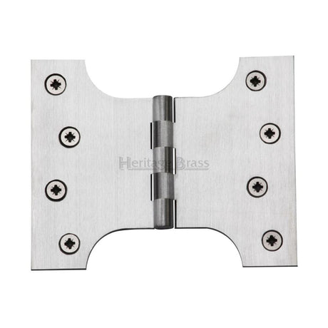 This is an image of a Heritage Brass - Parliament Hinge Brass 4" x 3" x 5" Satin Chrome Finish, hg99-390-sc that is available to order from Trade Door Handles in Kendal.