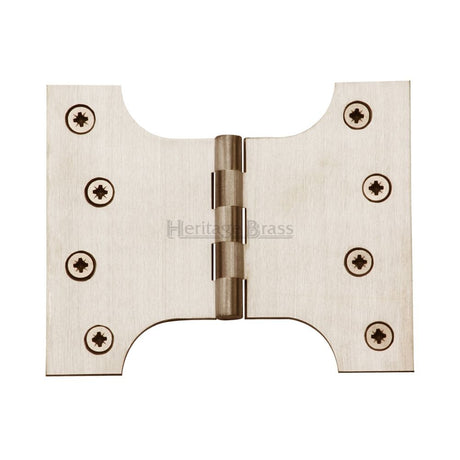 This is an image of a Heritage Brass - Parliament Hinge Brass 4" x 3" x 5" Satin Nickel Finish, hg99-390-sn that is available to order from Trade Door Handles in Kendal.