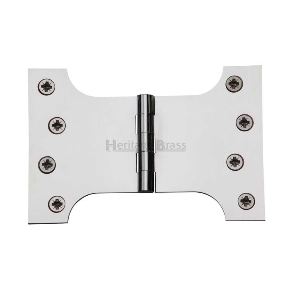 This is an image of a Heritage Brass - Parliament Hinge Brass 4" x 4" x 6" Polished Chrome Finish, hg99-395-pc that is available to order from Trade Door Handles in Kendal.