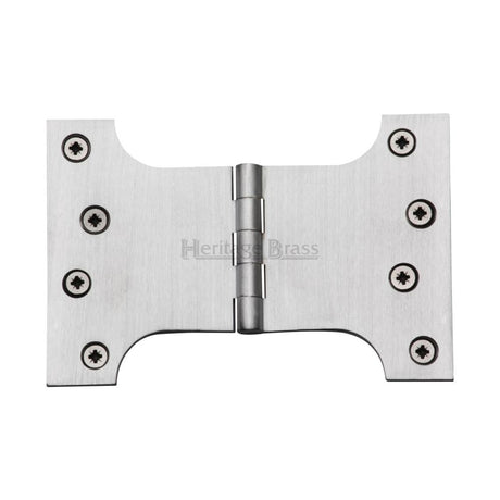 This is an image of a Heritage Brass - Parliament Hinge Brass 4" x 4" x 6" Satin Chrome Finish, hg99-395-sc that is available to order from Trade Door Handles in Kendal.