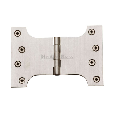 This is an image of a Heritage Brass - Parliament Hinge Brass 4" x 4" x 6" Satin Nickel Finish, hg99-395-sn that is available to order from Trade Door Handles in Kendal.