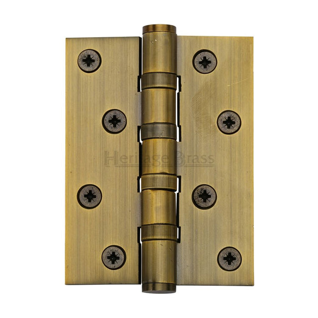 This is an image of a Heritage Brass - Hinge Brass with Ball Bearing 4" x 3" Antique Brass Finish, hg99-400-at that is available to order from Trade Door Handles in Kendal.