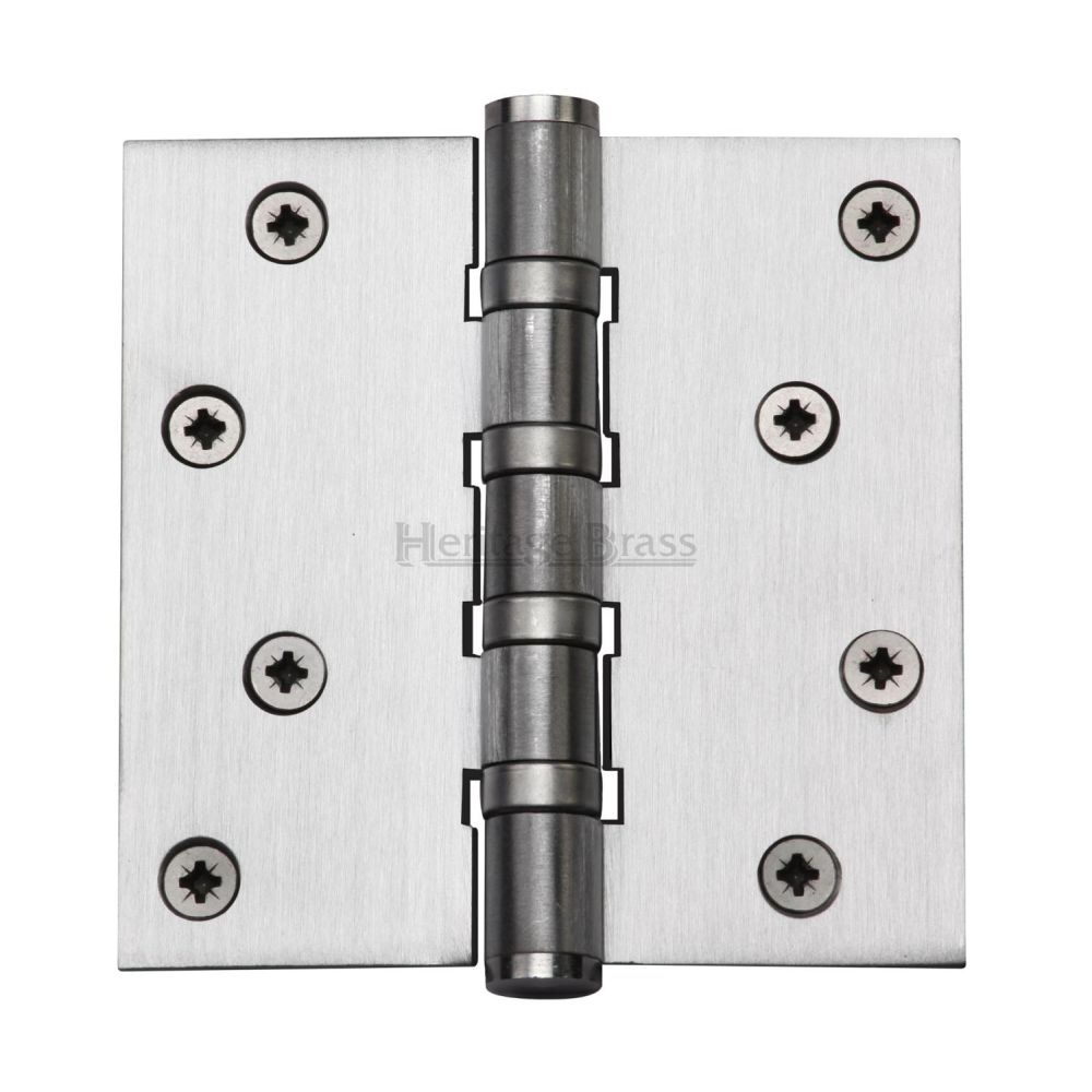 This is an image of a Heritage Brass - Hinge Brass with Ball Bearing 4" x 4" Satin Chrome Finish, hg99-405-sc that is available to order from Trade Door Handles in Kendal.