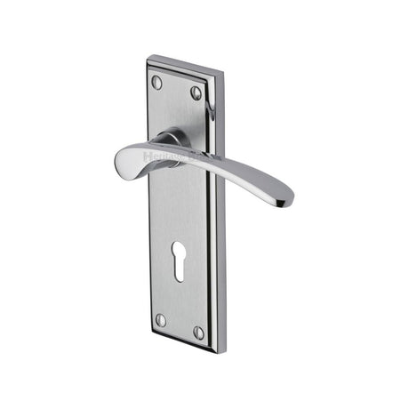 This is an image of a Heritage Brass - Door Handle Lever Lock Hilton Design Apollo Finish, hil8600-ap that is available to order from Trade Door Handles in Kendal.