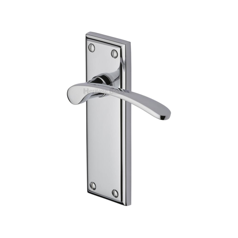 This is an image of a Heritage Brass - Door Handle Lever Latch Hilton Design Polished Chrome Finish, hil8610-pc that is available to order from Trade Door Handles in Kendal.