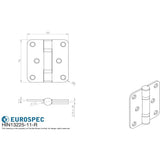 This image is a line drwaing of a Eurospec - Enduro Grade 11 Ball Bearing Hinge Radius 76 x 66mm - BSS available to order from Trade Door Handles in Kendal