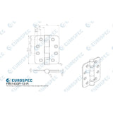 This image is a line drwaing of a Eurospec - Grade 13 Ball Bearing P Hinge Radius 102 x 76mm - Matt Black available to order from Trade Door Handles in Kendal