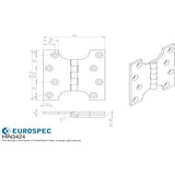 This image is a line drwaing of a Eurospec - Parliament Hinge 101 x 101mm - Polished Chrome available to order from Trade Door Handles in Kendal