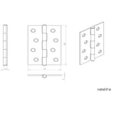 This image is a line drwaing of a Carlisle Brass - 102 x 72mm Fixed Pin Hinge - Powder Coat Black available to order from Trade Door Handles in Kendal