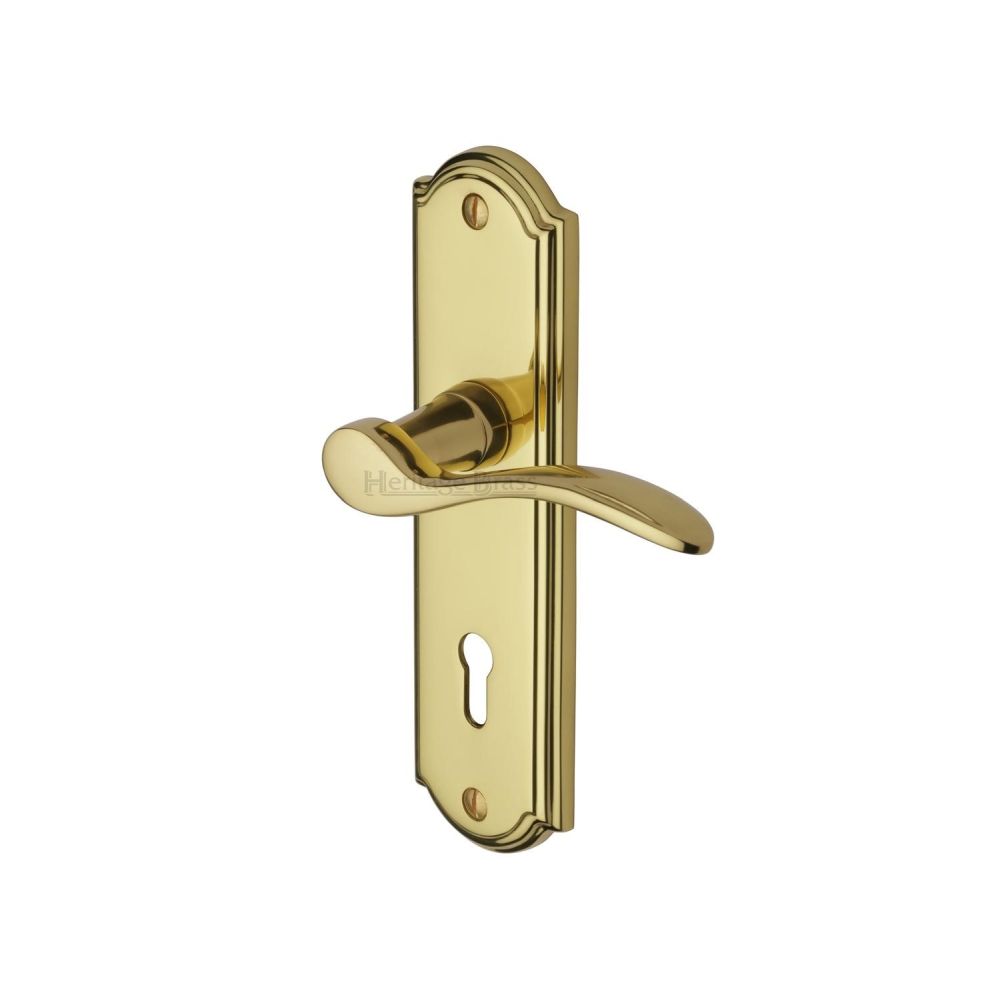 This is an image of a Heritage Brass - Door Handle Lever Lock Howard Design Polished Brass Finish, how1300-pb that is available to order from Trade Door Handles in Kendal.