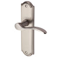 This is an image of a Heritage Brass - Door Handle Lever Latch Howard Design Satin Nickel Finish, how1310-sn that is available to order from Trade Door Handles in Kendal.