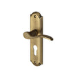 This is an image of a Heritage Brass - Door Handle for Euro Profile Plate Howard Design Antique Brass Fin, how1348-at that is available to order from Trade Door Handles in Kendal.