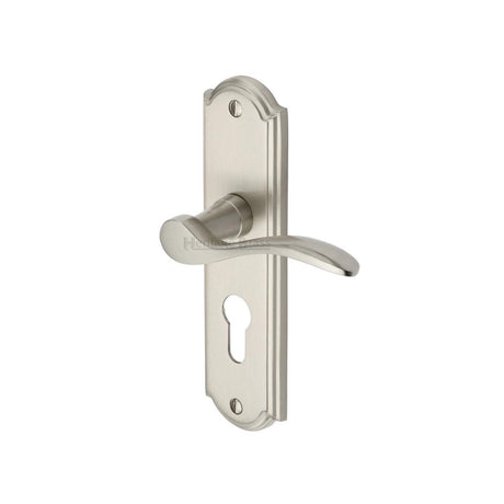 This is an image of a Heritage Brass - Door Handle for Euro Profile Plate Howard Design Satin Nickel Fi, how1348-sn that is available to order from Trade Door Handles in Kendal.