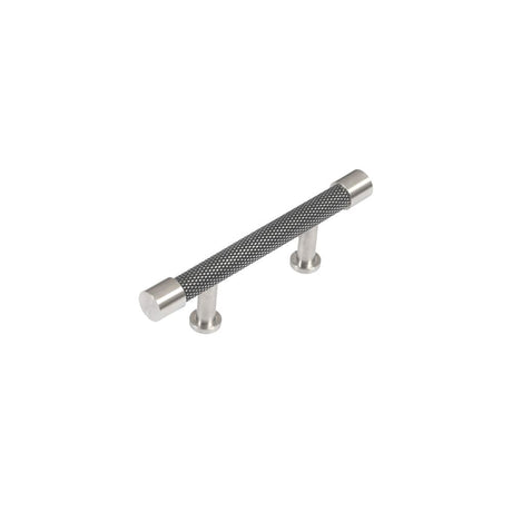 This is an image showing Finesse Immix Knurl Pull Handle - 64mm CC - Pewter/Stainless Steel available from trade door handles, quick delivery and discounted prices