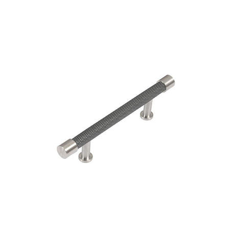 This is an image showing Finesse Immix Knurl Pull Handle - 96mm CC - Pewter/Stainless Steel available from trade door handles, quick delivery and discounted prices