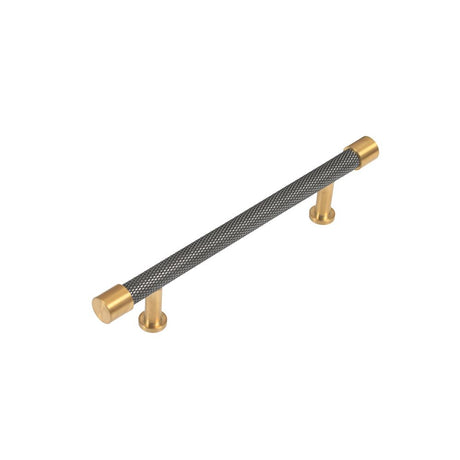This is an image showing Finesse Immix Knurl Pull Handle - 128mm CC - Pewter/Antique Gold available from trade door handles, quick delivery and discounted prices