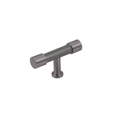 This is an image showing Finesse Immix Knurl T-Pull Handle - Pewter/Graphite available from trade door handles, quick delivery and discounted prices