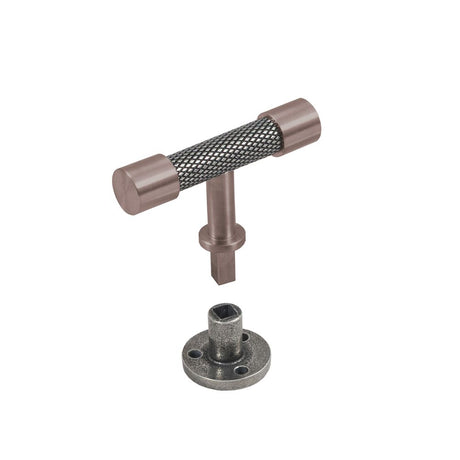 This is an image showing Finesse Immix Knurl T-Pull Handle (Anti Rotation) - Pewter/Bronze available from trade door handles, quick delivery and discounted prices