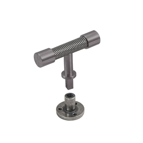 This is an image showing Finesse Immix Knurl T-Pull Handle (Anti Rotation) - Pewter/Graphite available from trade door handles, quick delivery and discounted prices