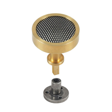 This is an image showing Finesse Immix Knurl Cupboard Knob (Anti Rotation) - Pewter/Antique Gold available from trade door handles, quick delivery and discounted prices.
