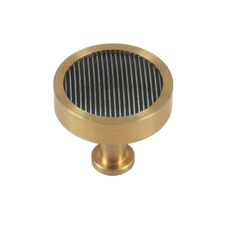This is an image showing Finesse Immix Reed Cupboard Knob - Pewter/Antique Gold available from trade door handles, quick delivery and discounted prices.