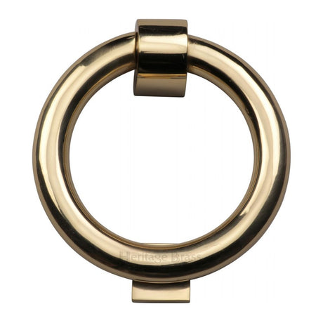 This is an image of a Heritage Brass - Ring Knocker Polished Brass Finish, k1270-pb that is available to order from Trade Door Handles in Kendal.