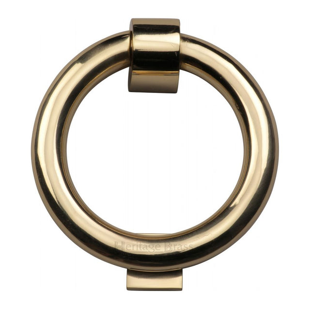 This is an image of a Heritage Brass - Ring Knocker Polished Brass Finish, k1270-pb that is available to order from Trade Door Handles in Kendal.