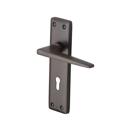 This is an image of a Heritage Brass - Door Handle Lever Lock Kendal Design Matt Bronze Finish, ken6800-mb that is available to order from Trade Door Handles in Kendal.