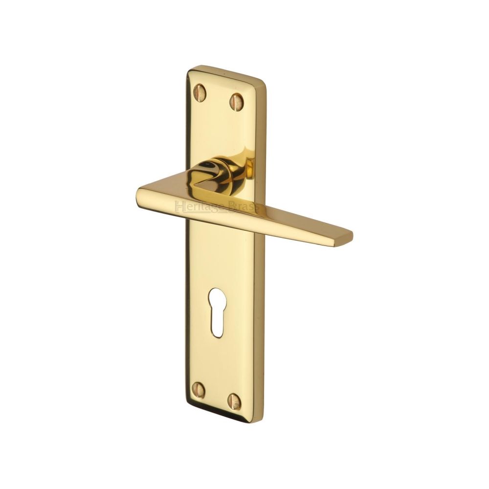 This is an image of a Heritage Brass - Door Handle Lever Lock Kendal Design Polished Brass Finish, ken6800-pb that is available to order from Trade Door Handles in Kendal.