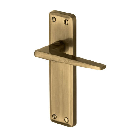 This is an image of a Heritage Brass - Door Handle Lever Latch Kendal Design Antique Brass Finish, ken6810-at that is available to order from Trade Door Handles in Kendal.