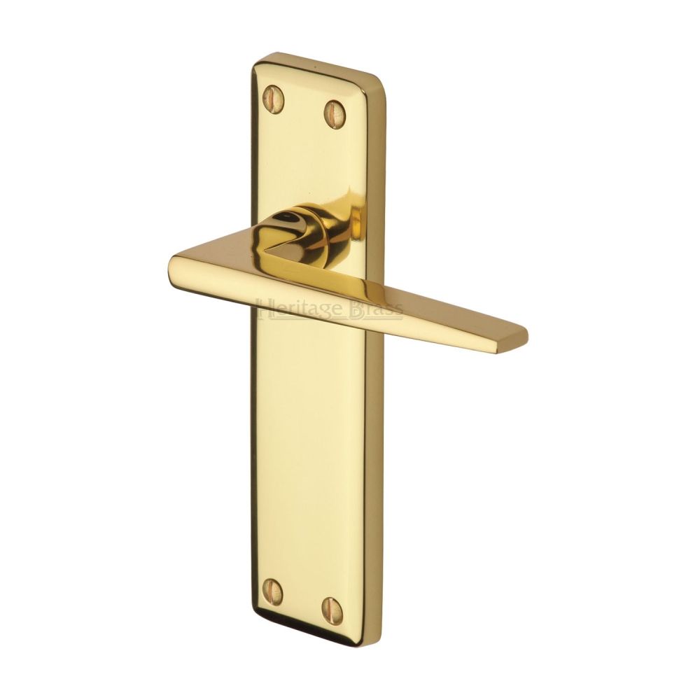 This is an image of a Heritage Brass - Door Handle Lever Latch Kendal Design Polished Brass Finish, ken6810-pb that is available to order from Trade Door Handles in Kendal.