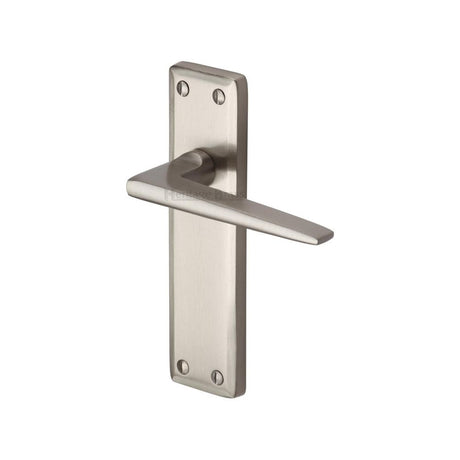 This is an image of a Heritage Brass - Door Handle Lever Latch Kendal Design Satin Nickel Finish, ken6810-sn that is available to order from Trade Door Handles in Kendal.