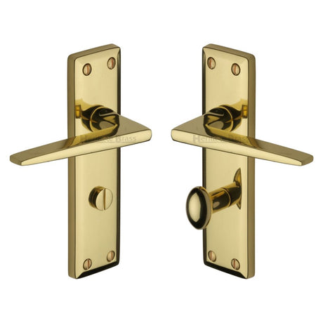 This is an image of a Heritage Brass - Door Handle for Bathroom Kendal Design Polished Brass Finish, ken6830-pb that is available to order from Trade Door Handles in Kendal.