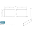 This image is a line drwaing of a Eurospec - Kickplate 590 x 150mm - SSS available to order from Trade Door Handles in Kendal