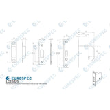 This image is a line drwaing of a Eurospec - 3 Lever Deadlock 64mm - Electro Brassed available to order from Trade Door Handles in Kendal