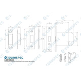 This image is a line drwaing of a Eurospec - 3 Lever Deadlock 76mm - Nickel Plate available to order from Trade Door Handles in Kendal