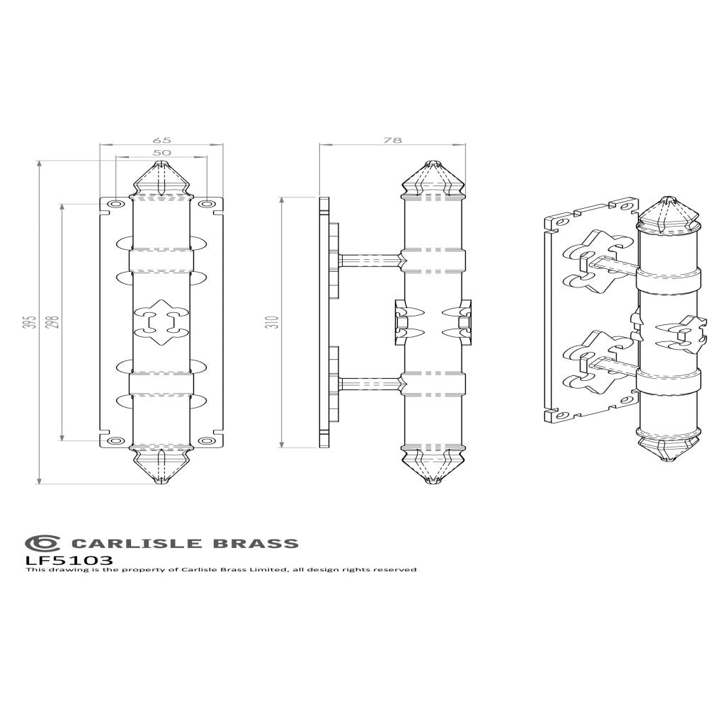 This image is a line drwaing of a Ludlow - Armorial Pull Handle on Backplate - Black Antique available to order from Trade Door Handles in Kendal