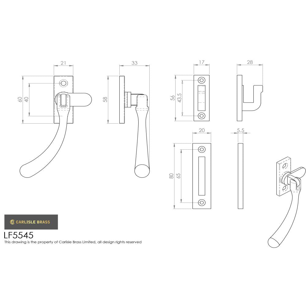 This image is a line drwaing of a Ludlow - Bulb End Casement Fastener - Black Antique available to order from Trade Door Handles in Kendal