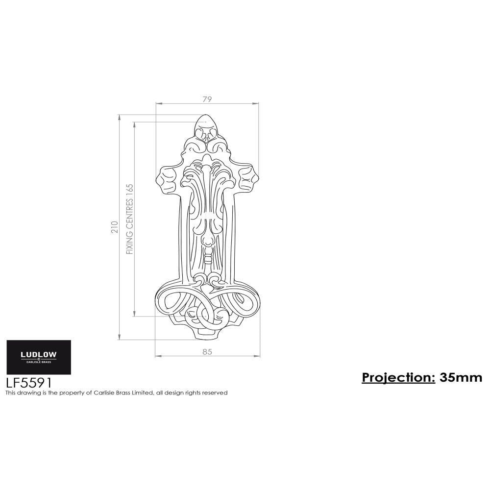 This image is a line drwaing of a Ludlow - Numeral 1 (Face Fix) - Black Antique available to order from Trade Door Handles in Kendal