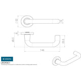 This image is a line drwaing of a Eurospec - 19mm Safety Lever - DDA compliant - Satin Anodised Aluminium available to order from Trade Door Handles in Kendal