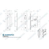 This image is a line drwaing of a Eurospec - Easi T 5 Lever BS Sashlock 64mm - SSS available to order from Trade Door Handles in Kendal