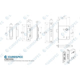 This image is a line drwaing of a Eurospec - Contract 3 Lever Sashlock 76mm - Satin Nickel available to order from Trade Door Handles in Kendal