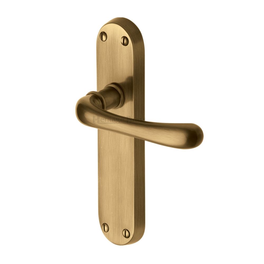 This is an image of a Heritage Brass - Door Handle Lever Latch Luna Design Antique Brass Finish, lun5310-at that is available to order from Trade Door Handles in Kendal.