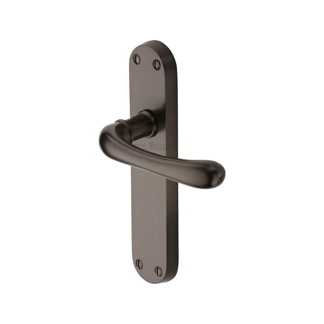 This is an image of a Heritage Brass - Door Handle Lever Latch Luna Design Matt Bronze Finish, lun5310-mb that is available to order from Trade Door Handles in Kendal.