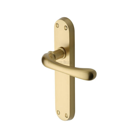 This is an image of a Heritage Brass - Door Handle Lever Latch Luna Design Satin Brass Finish, lun5310-sb that is available to order from Trade Door Handles in Kendal.