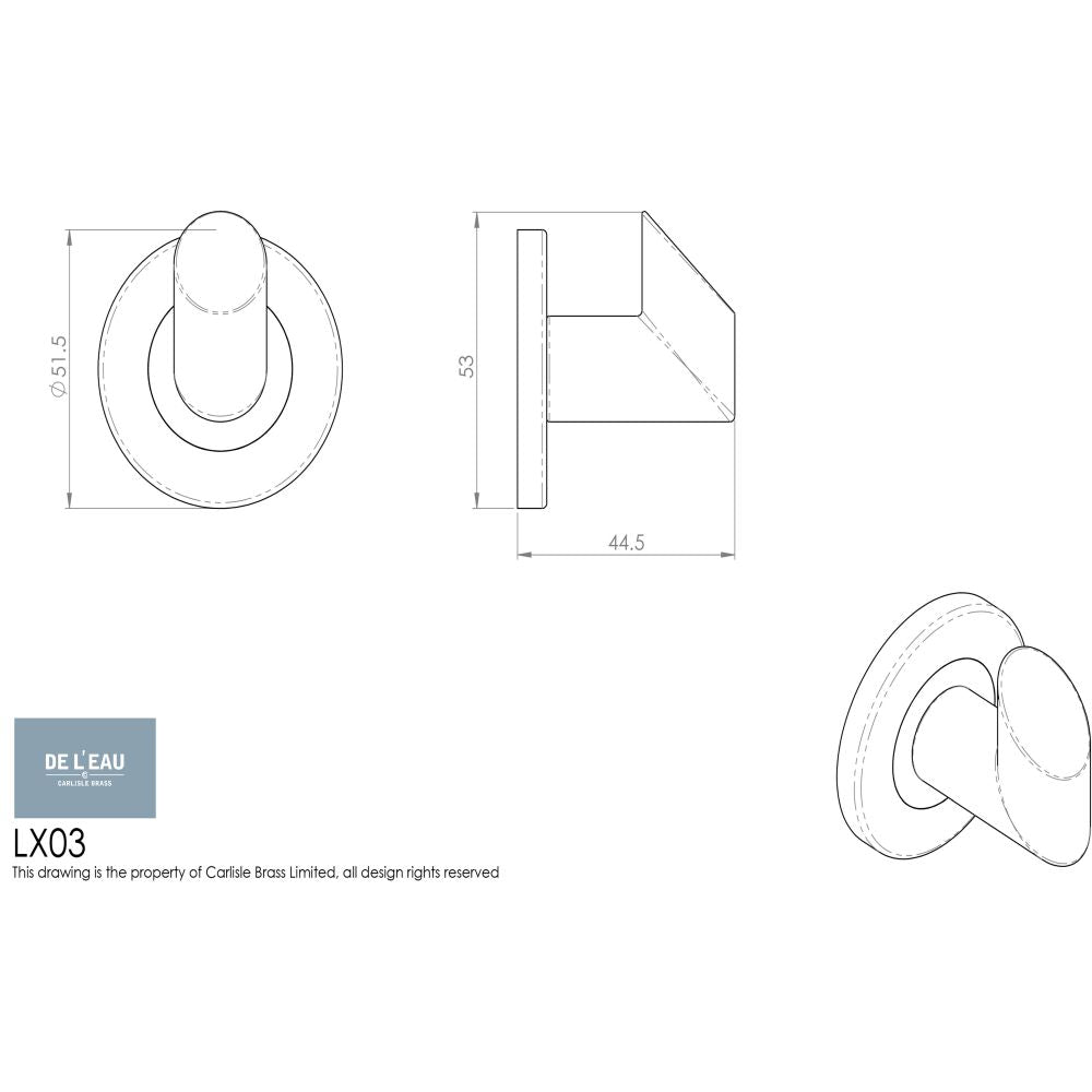 This image is a line drwaing of a Carlisle Brass - Stainless Steel Robe Hook - Bright Stainless Steel available to order from Trade Door Handles in Kendal